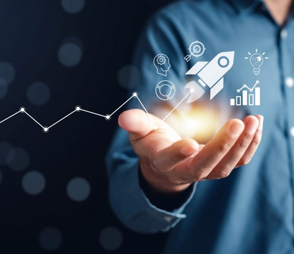 Businessman,Touch,Rocket,Launch,Investment,Growth,,Planning,And,Starting,Corporate
